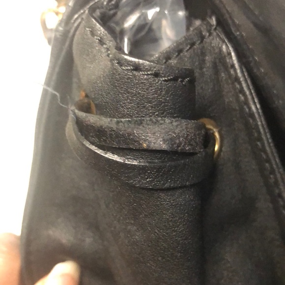 SEE BY CHLOE “COLLINS” Black Leather Saddlebag. Gold studs & leather tassels. - Picture 5 of 15